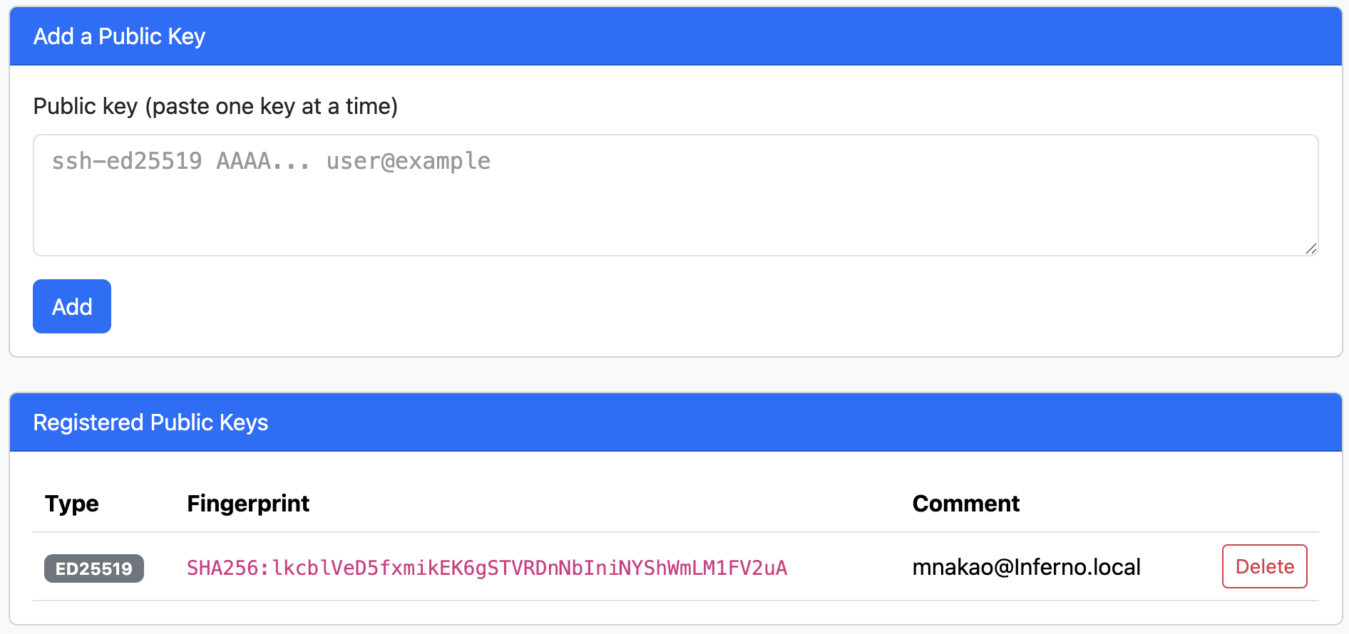 SSH public key